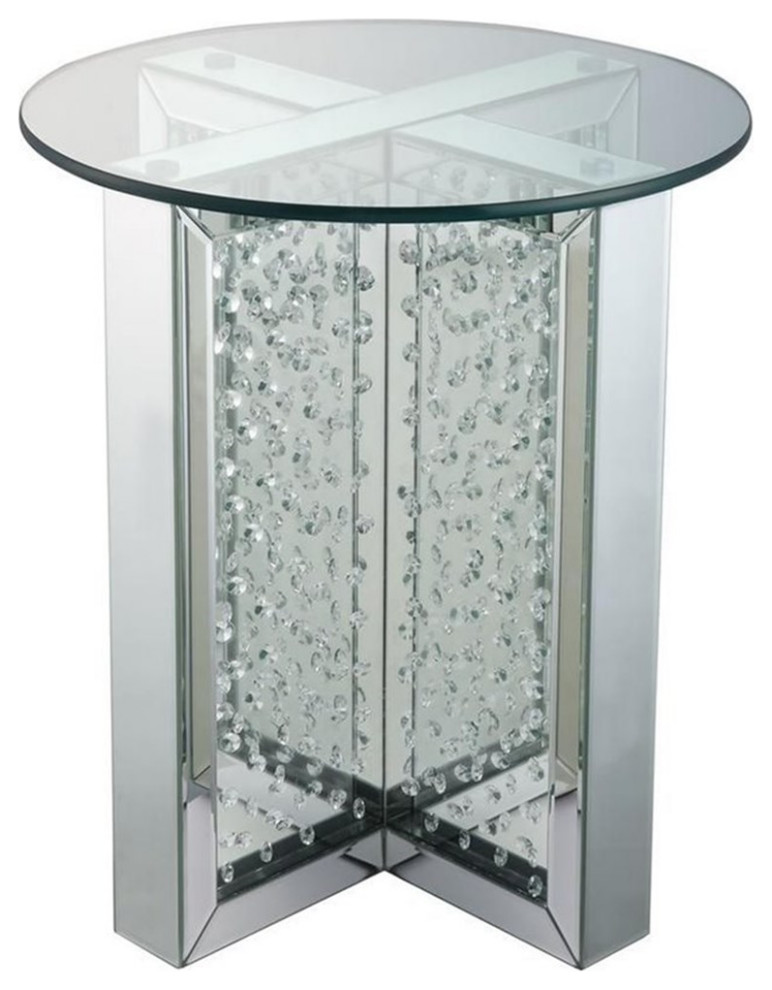 Home Square 21.26 quotModern Metal End Table with Glass Top in Silver   Set of 2   Contemporary   Side Tables And End Tables   by Homesquare  Houzz