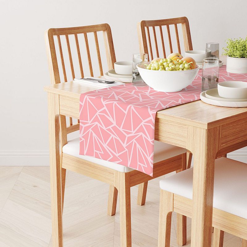 Table Runner， 100% Cotton， 16x90， Geometric Shapes Pink