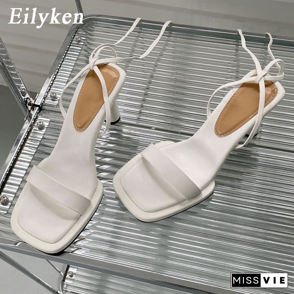 Eilyken Summer New Brand Women Ankle Strap Sandal Thin High Heel Ladies Dress Pumps Shoes Outdoor Gladiator Dress Sandals