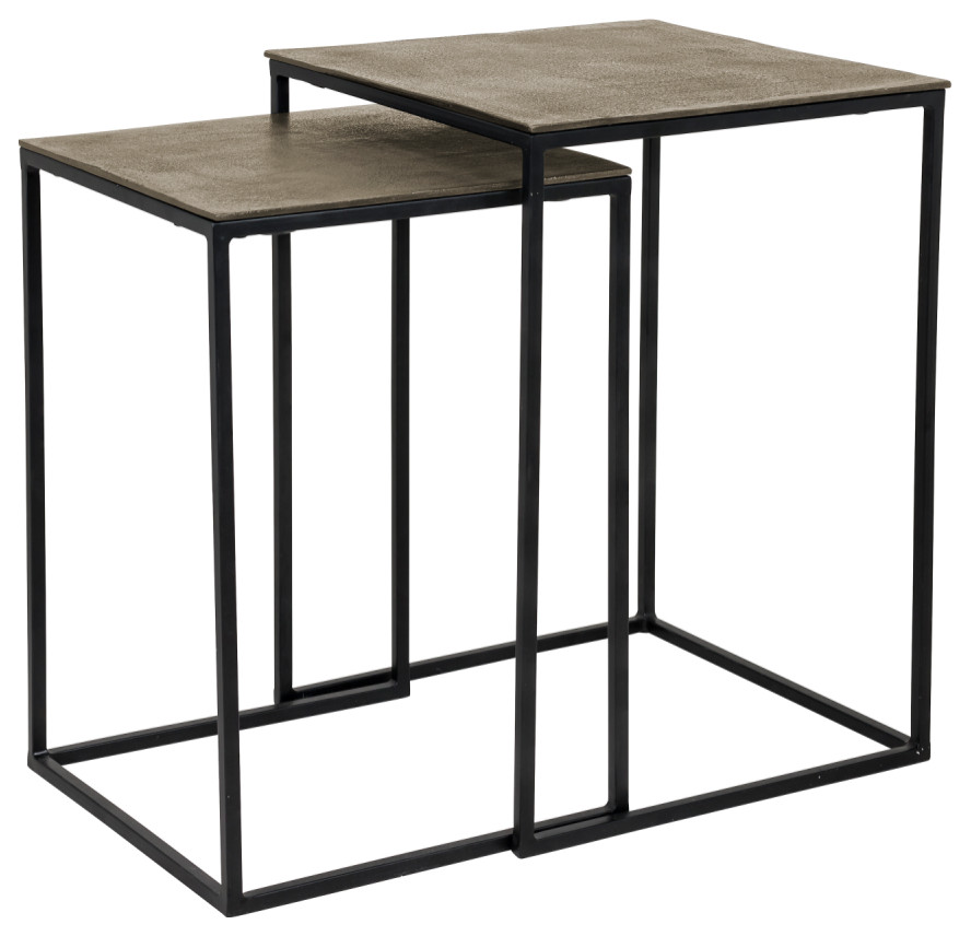 Square Gold Aluminum Nesting Coffee Tables (2)  OROA Finn   Industrial   Coffee Table Sets   by Oroa   Distinctive Furniture  Houzz