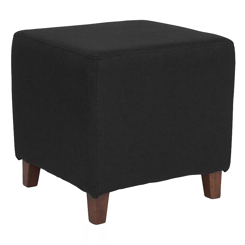 Emma and Oliver Taut Upholstered Cube Ottoman Pouf in Black Fabric