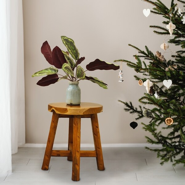 Greenage Teak Stool Side Table Handmade Natural Plant Stool