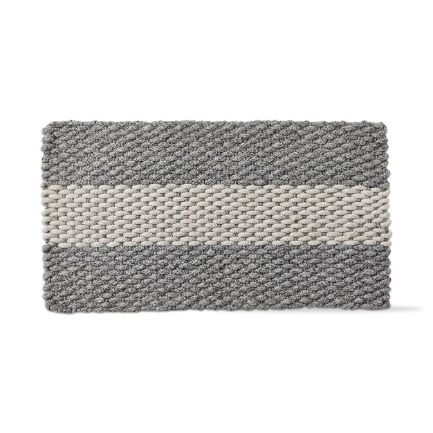 Handwoven Doormat Grey Stripes Rectangle Indoor And Outdoor Polypropylene Door Welcome Mat Grey