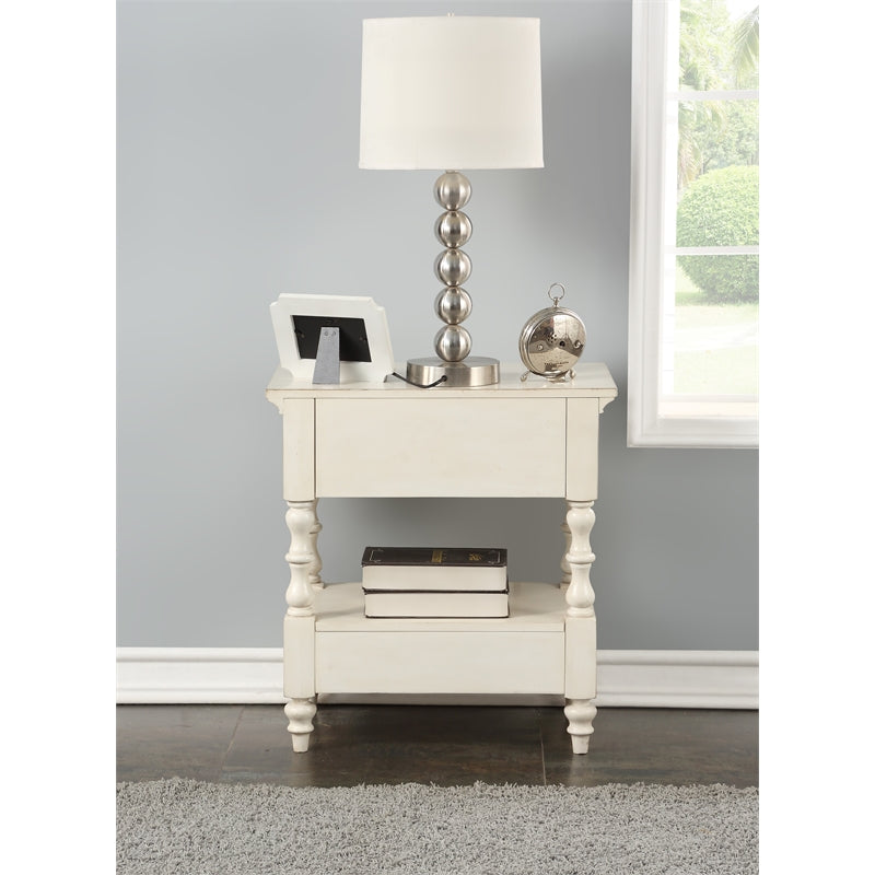 Comfort Pointe Shelton 2-Drawer Wood Nightstand in Antique White