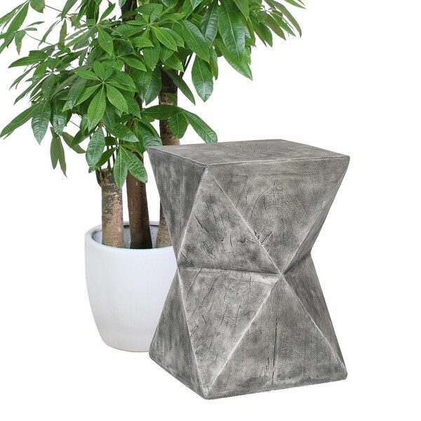 Adeco Concrete Accent End Table Modern Hourglass InOutdoor Side Table