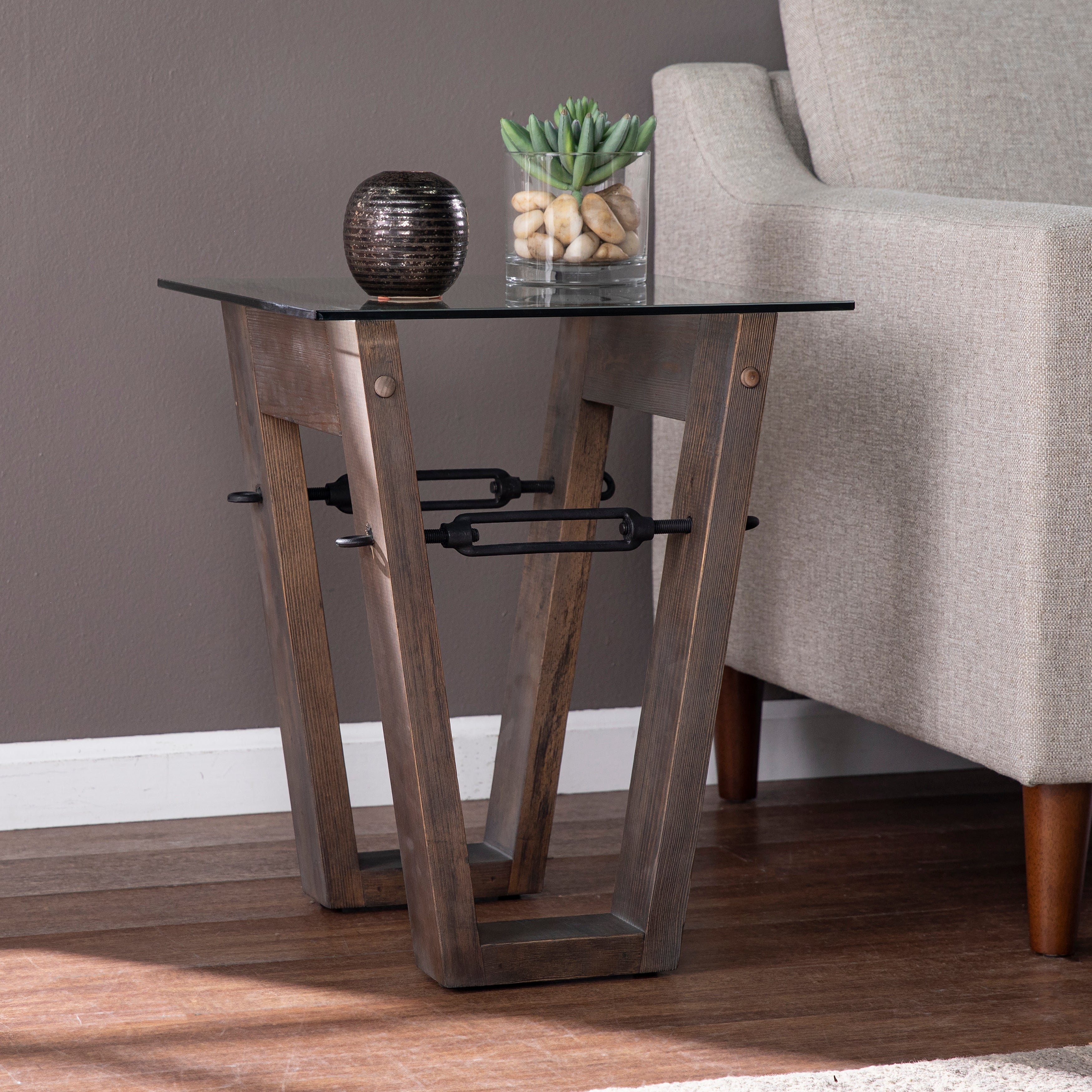 SEI Furniture Garanger Reclaimed Wood Side Table