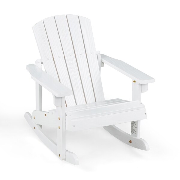 Gymax Kid Adirondack Rocking Chair Outdoor Solid Wood Slatted seat