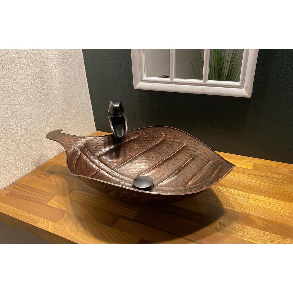 Premier Copper Products Leaf Hammered Copper Vessel Sink in Oil Rubbed Bronze PVLFDB