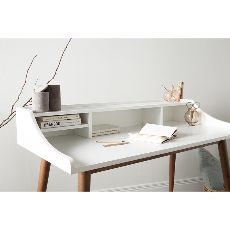 LAGOM Study Desk 120cm - White & Walnut