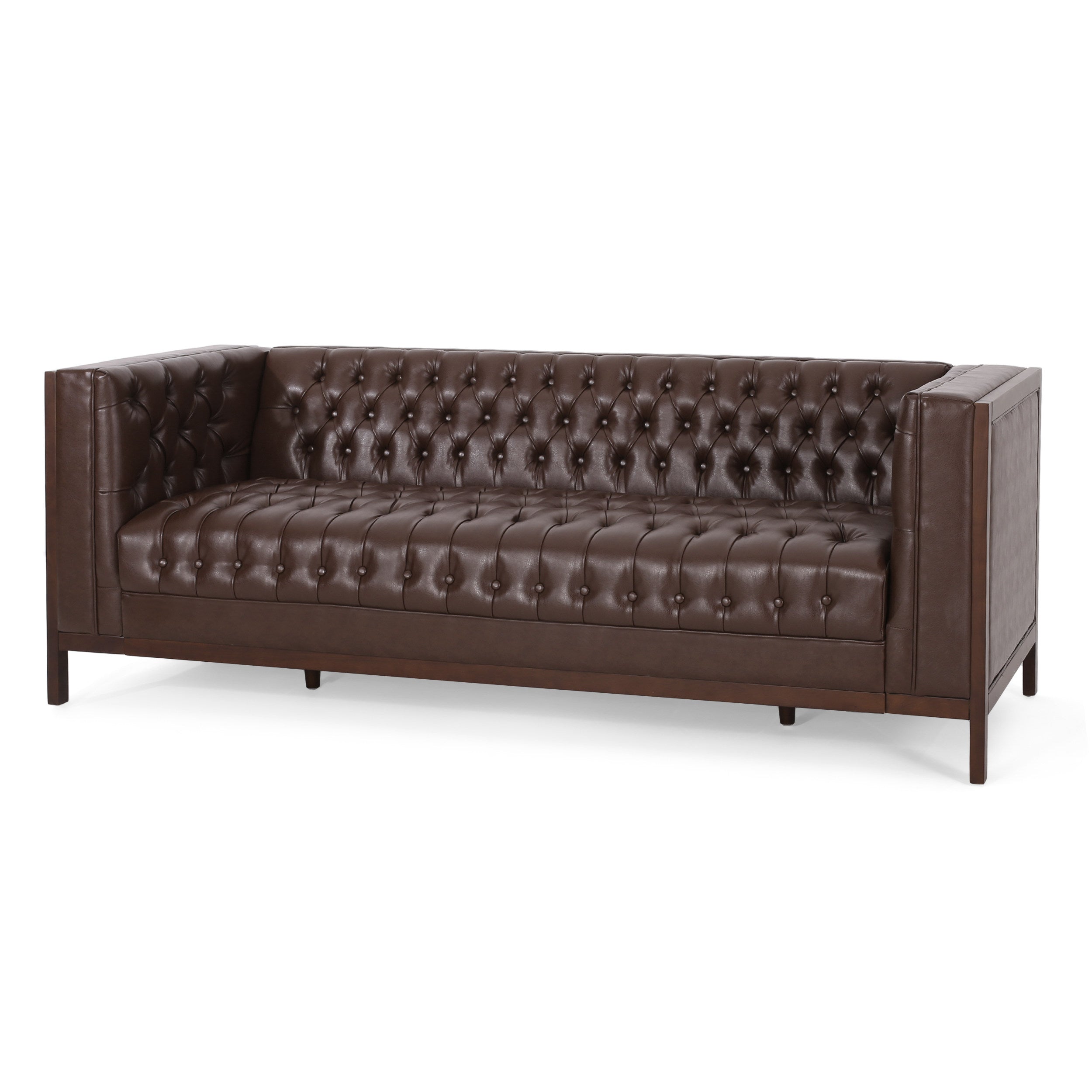 Elias Contemporary Faux Leather Tufted 3 Seater Sofa