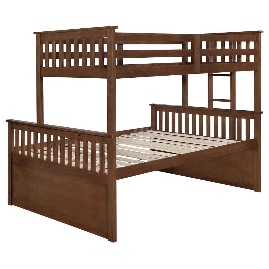 Atkin Twin Extra Long over Queen 3-drawer Bunk Bed Weathered Walnut-461147