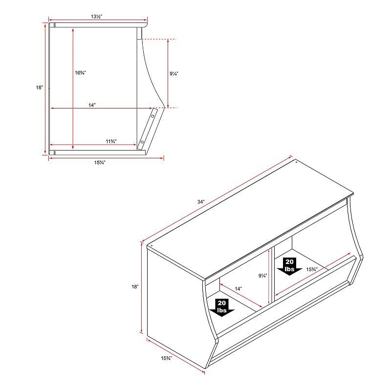 Prepac Monterey 2-Bin Cubby Storage