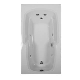 Comfortflo 60 in. Acrylic Reversible Drain Rectangular Alcove Whirlpool Bathtub in White W6036-A White