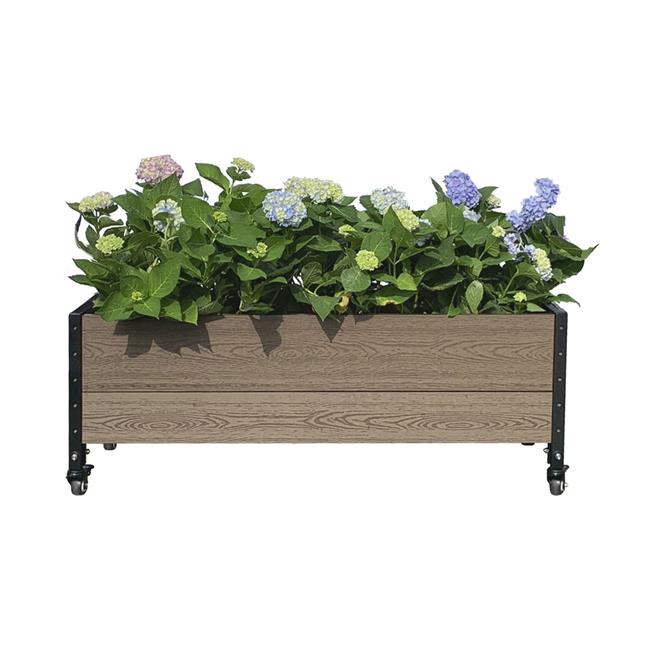 Everbloom K2110 45 x 19 x 17 in. Mobile Deckside Planter Box Raised Garden Bed&#44; Brown