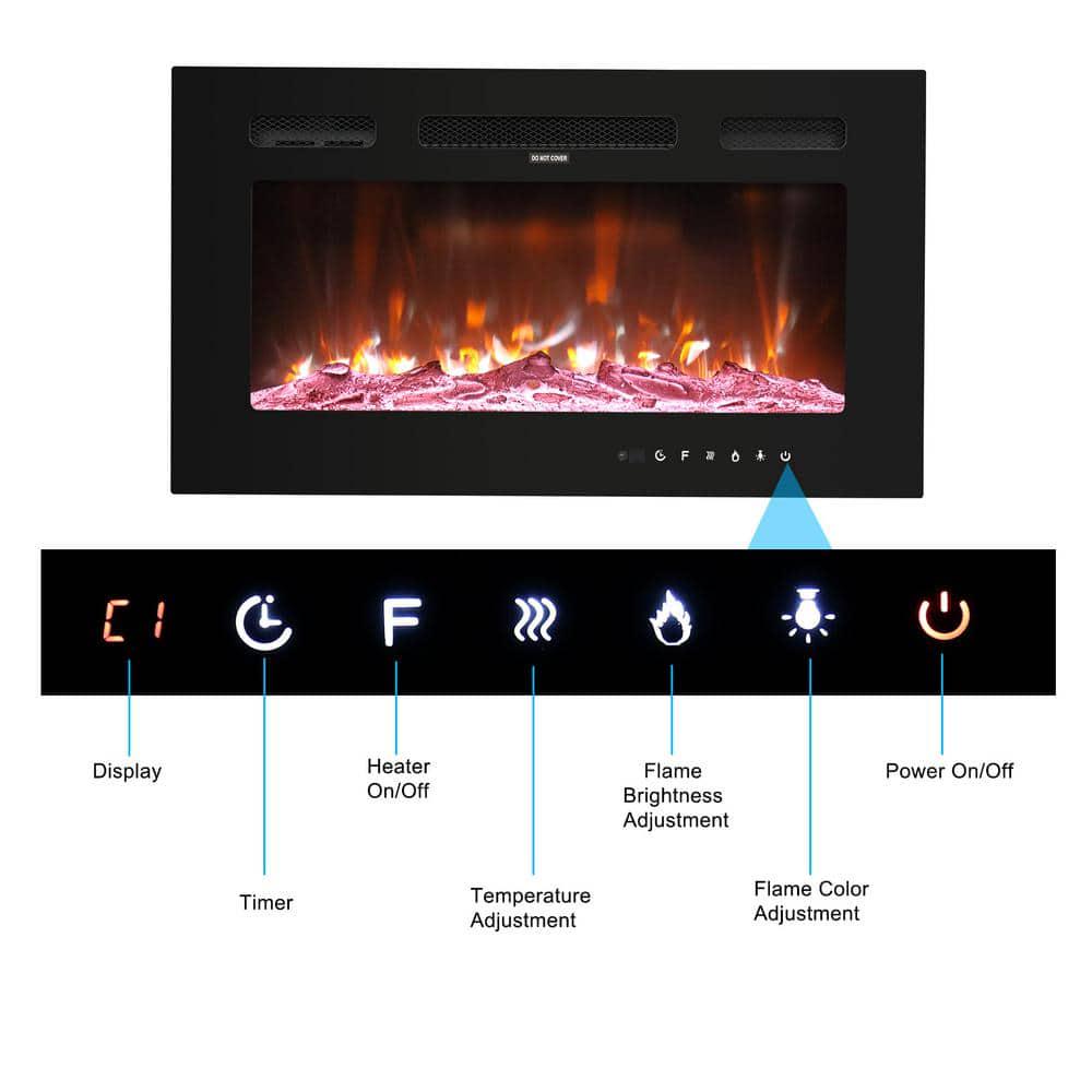 Karl home 30 in WallMount 12Color Flames Electric Fireplace with Remote Control in Black