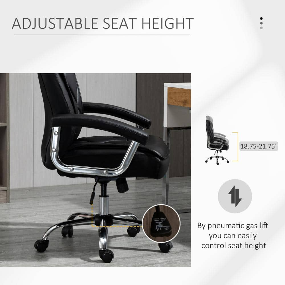 Vinsetto Black, High Back Home Office Chair Computer Task Seat Adjustable Ergonomic Executive Chair Diamond-Stitched PU Leather 921-473V80BK