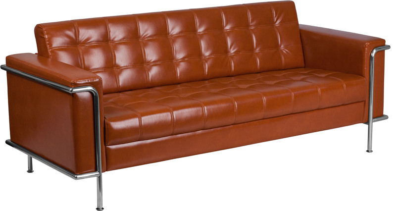 HERCULES Lesley Series Contemporary Cognac LeatherSoft Sofa with Encasing Frame   Contemporary   Sofas   by Pot Racks Plus  Houzz