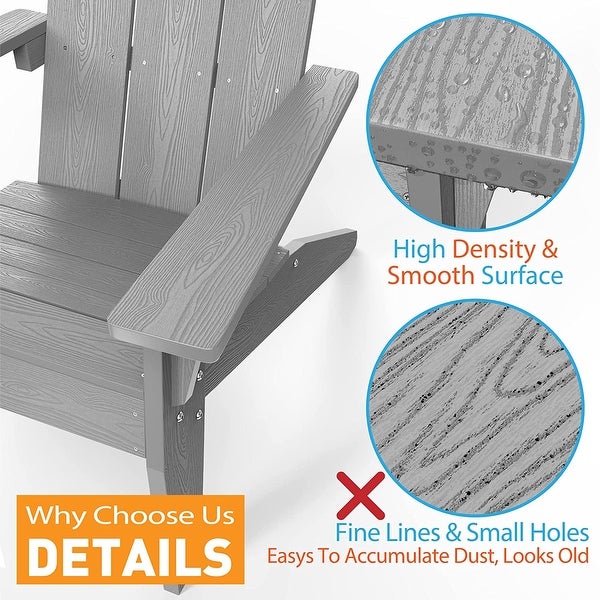 WINSOON All Weather HIPS Outdoor Adirondack Chairs with Cup-Holder Set of 8 - Overstock - 35760916