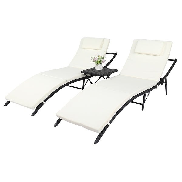 3pcs Modern Outdoor Rattan Folding Chair with Coffee Table