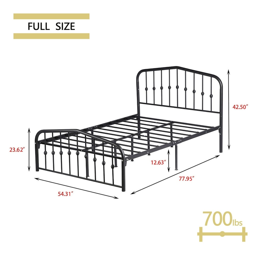 Goutwel Metal Platform Bed Frame with Vintage Headboard