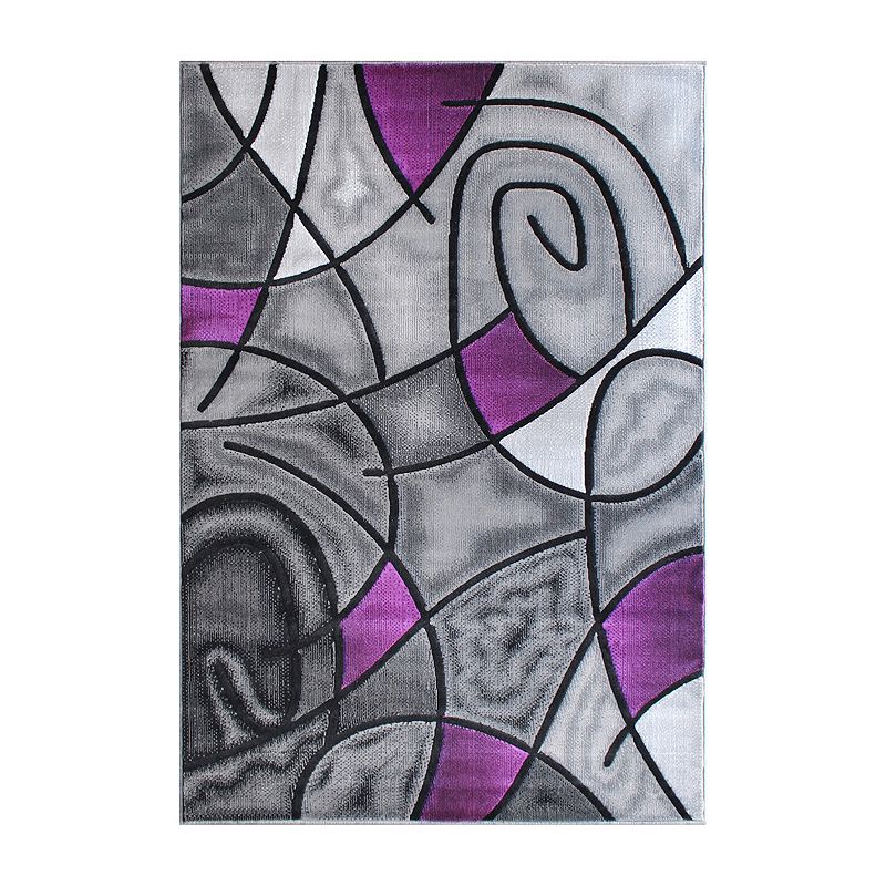 Masada Rugs Masada Rugs Trendz Collection 5'x7' Modern Contemporary Area Rug in Purple， Gray and Black