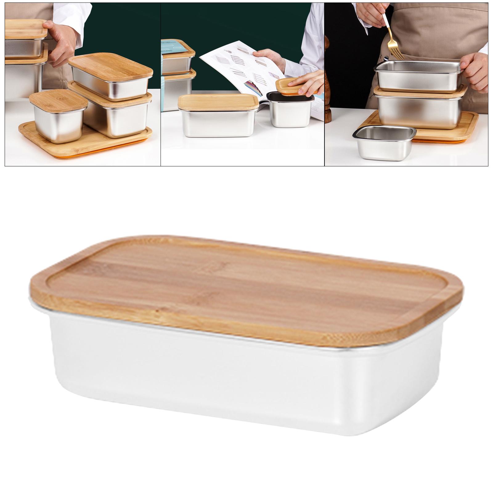 Butter Dish with Lid Extra Large Keeper with Bamboo Lid Cover for Microwave Butter Storage Container for Countertop Refrigerator - 600ml