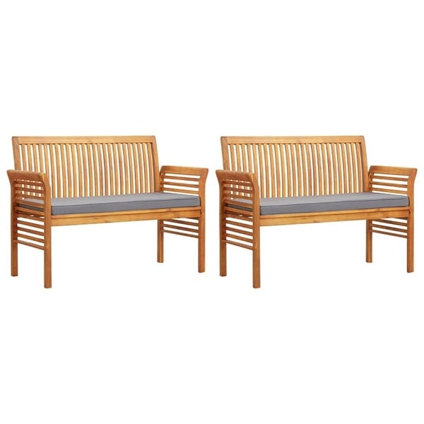 3 Piece Patio Dining Set with Cushions Solid Wood Acacia -  - 37575806