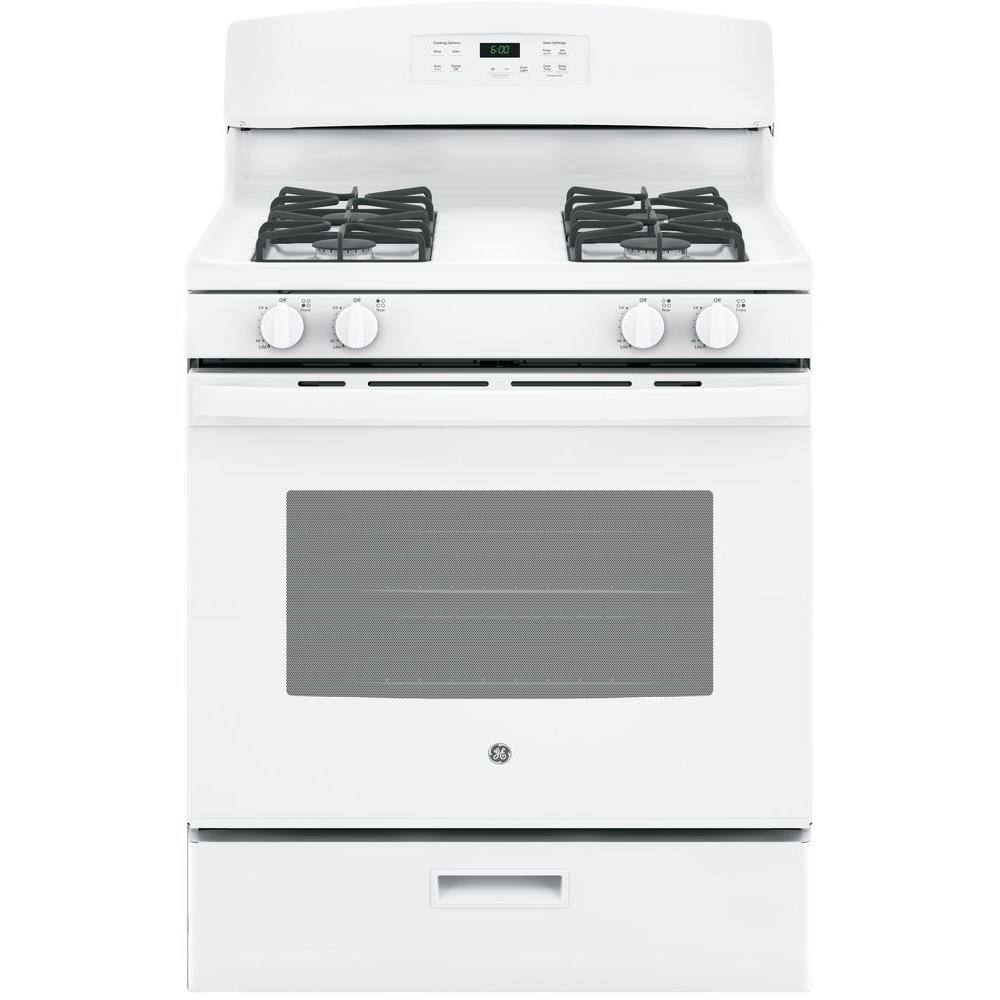 GE 30 in. 4.8 cu. ft. Freestanding Gas Range in White JGBS60DEKWW