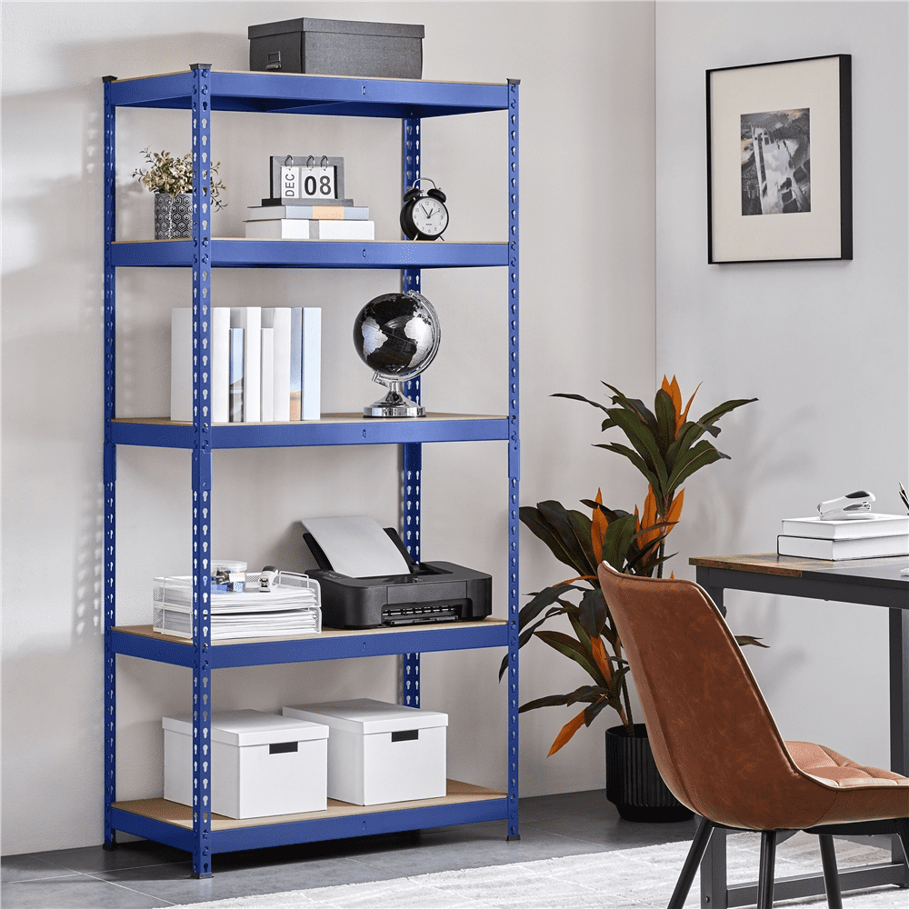 SmileMart 5 Shelf Adjustable Boltless Metal Storage Shelf Unit, Blue