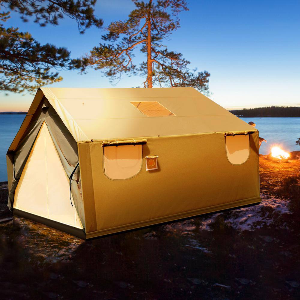 VEVOR 10 ft. x 12 ft. 6 to 8-People Canvas Wall Tent Wall Tent with PVC Storm Flap Waterproof Camping Canvas Tent wStove Hole FBQZP10X120000001V0