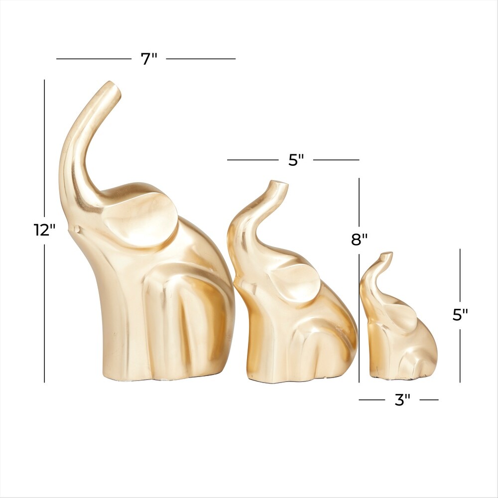 The Novogratz Gold Aluminum Elephant Sculpture (Set of 3)   S/3 12\