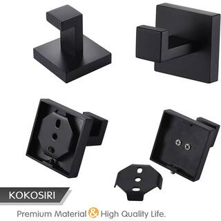 ruiling Square Bathroom Robe Hook and Towel Hook in Stainless Steel Matte Black (2-Pack) ATK-200