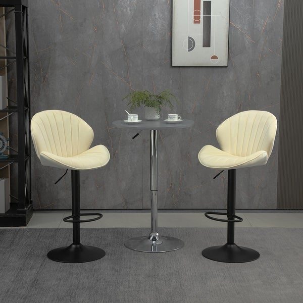 Set of 2 Adjustable Barstools with Back and Footrest