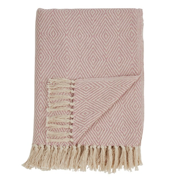 Soft Cotton Diamond Weave Throw Blanket Saro Lifestyle