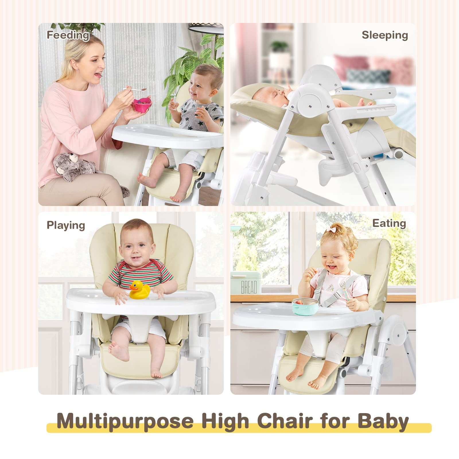 BABY JOY High Chair for Babies & Toddlers, Quick Folding Baby Highchair