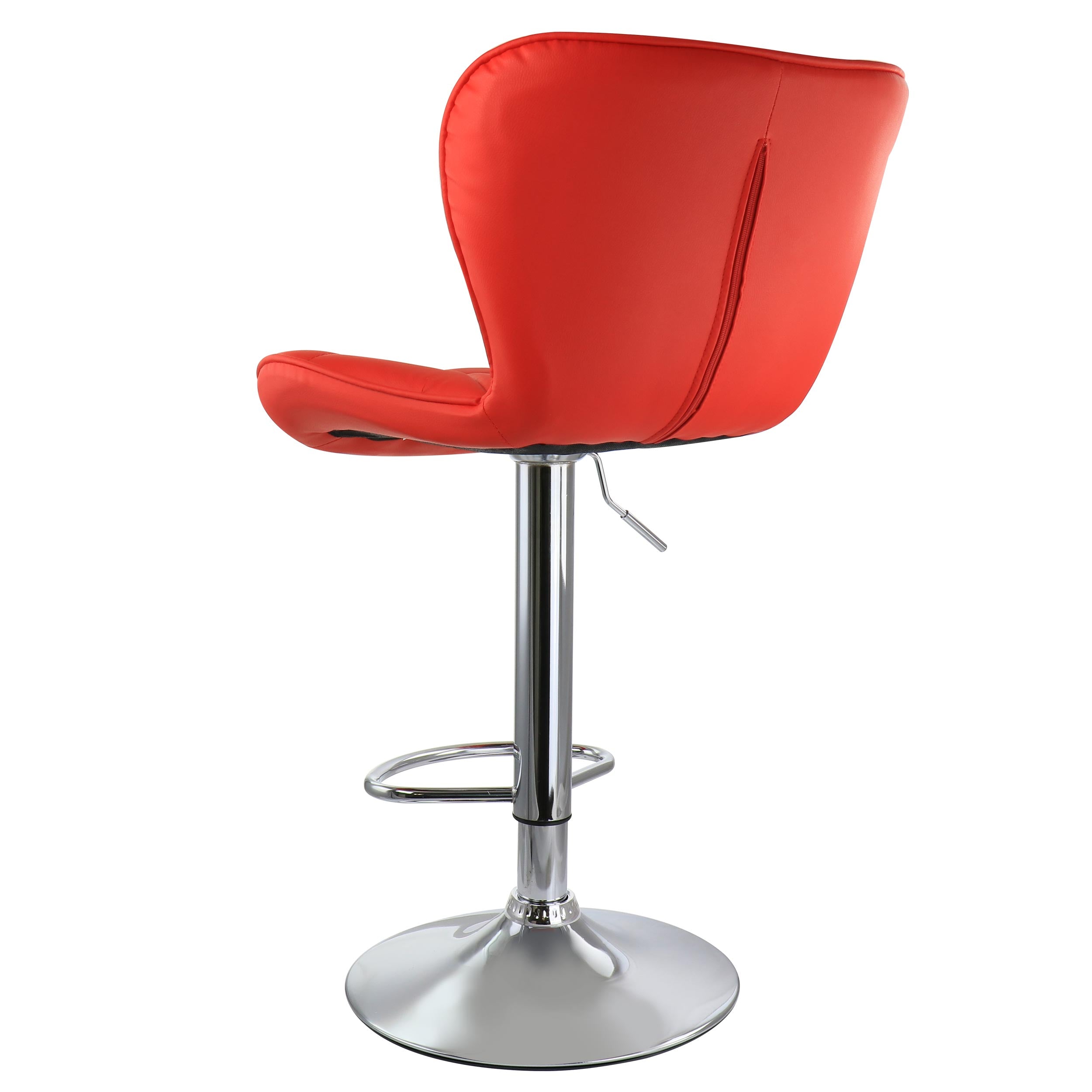 Elama Bar Stool with Adjustable Height and Swivel， Red and Chrome， Set of 2