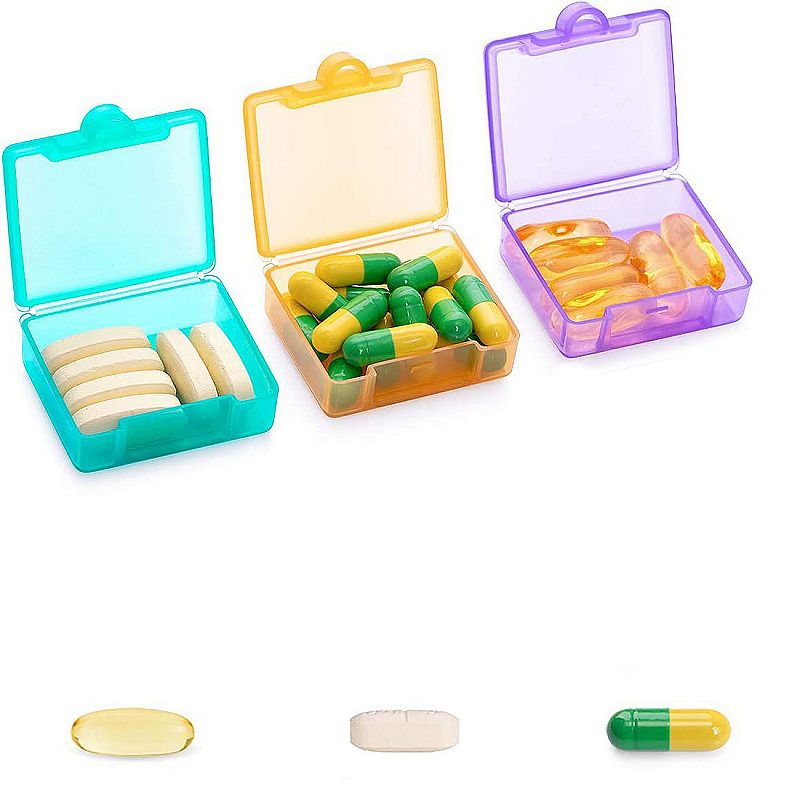 Sukuos Small Pill Box 3pcs， Cute Travel Pill Case Portable Pocket Purse