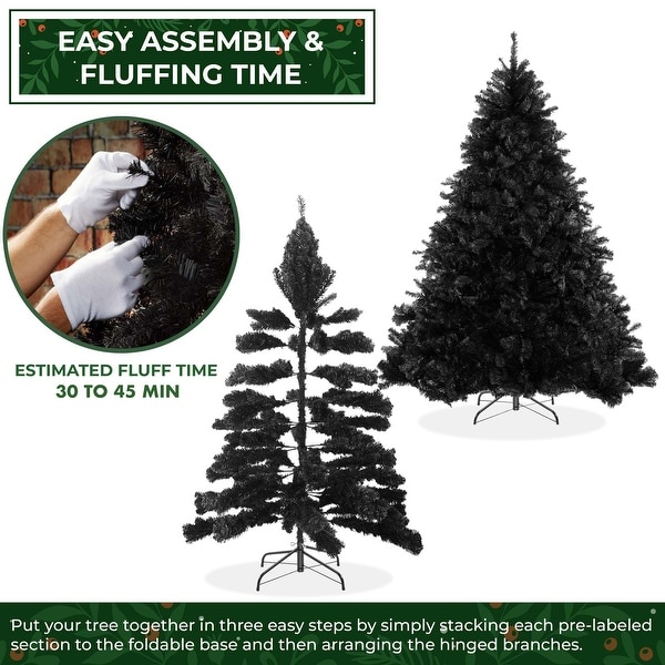 4.5FT Black Spruce Artificial Holiday Christmas Tree with Metal Stand