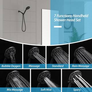 LORDEAR 7-Spray Patterns with 1.8 GPM 4.7 in. Wall Mount Handheld Shower Head in Matte Black H-SLF17002-B