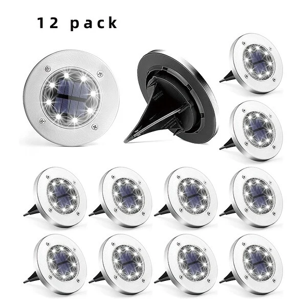 Solar Ground LED Lights In-Ground Disk Garden Lights (12 Pack/4 Pack)