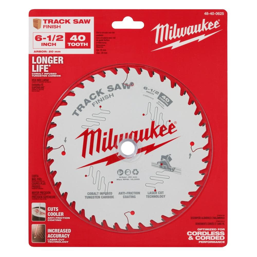 Milwaukee 6 1/2 40T Finish Track Saw Blade 48-40-0625 from Milwaukee