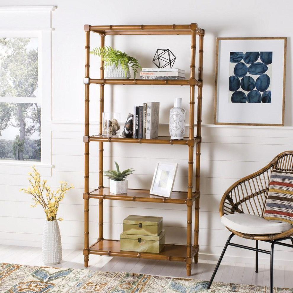 Shem 4 Tier Etagere/Bookcase  Brown   Asian   Bookcases   by Rustic Home Furniture Deco  Houzz