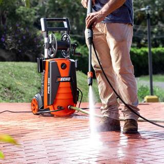 ECHO 1800 PSI 1.3 GPM Cold Water Corded Electric Pressure Washer with 20 Foot Hose on Integrated Hose Reel and 2 Nozzle Wands PWE-1800