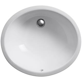 KOHLER Caxton Vitreous China Undermount Bathroom Sink in White with Overflow Drain K-2210-0