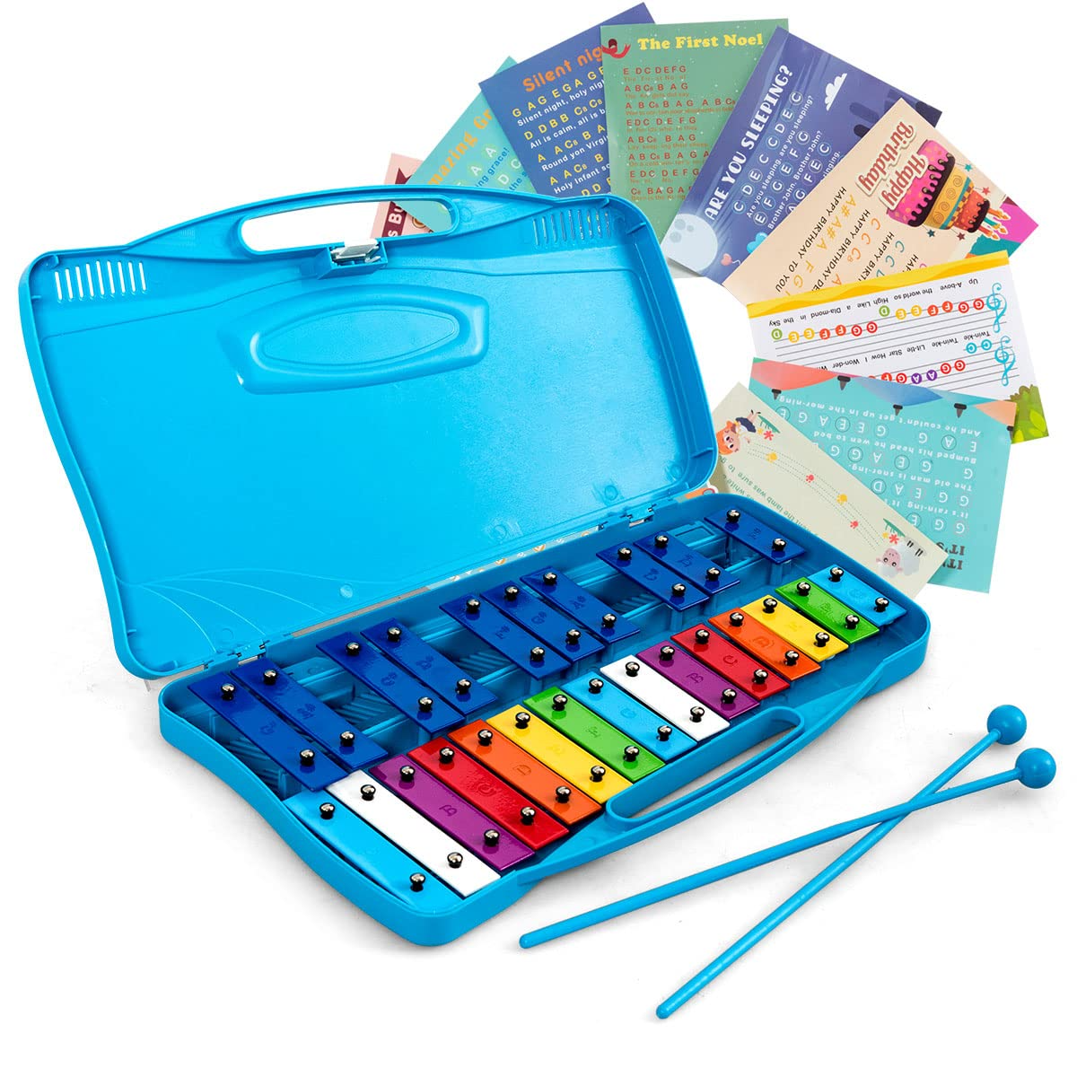 Costzon 25-Note Xylophone w/Case, 2 Child-Safe Mallets, Perfectly Tuned Instrument for Kids