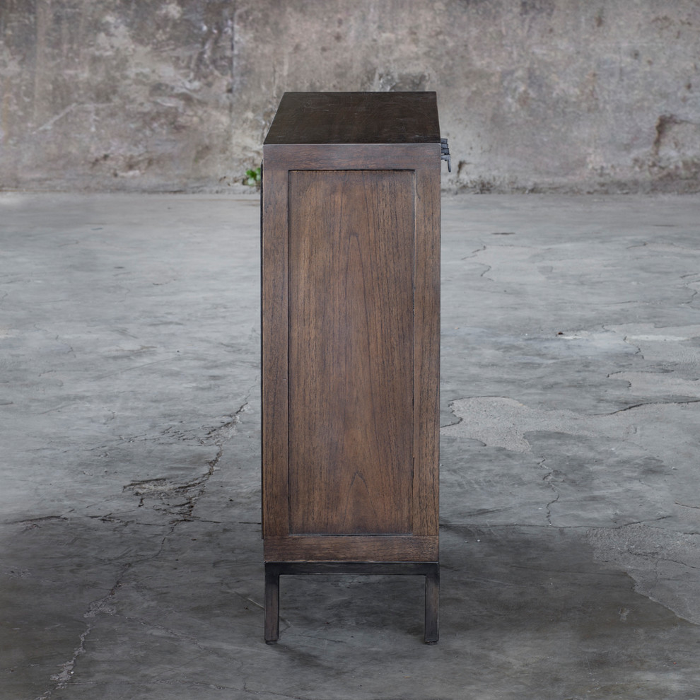 Contemporary Slim Wood Console Cabinet Simple Classic Silver Walnut Elegant   Industrial   Accent Chests And Cabinets   by My Swanky Home  Houzz