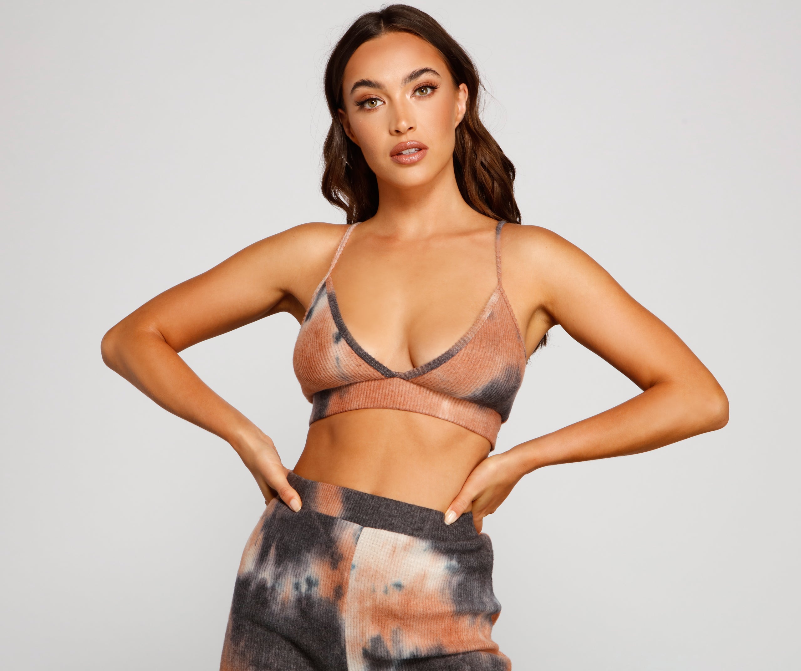 Tie Dye Ribbed Knit Pajama Bralette