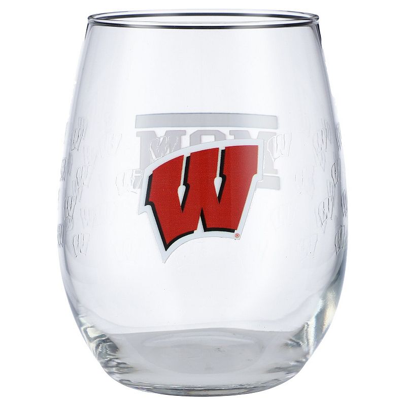 Wisconsin Badgers 15oz. Mom Stemless Wine Glass