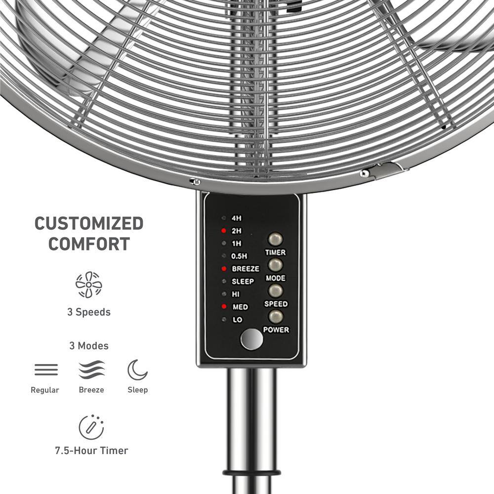 Holmes Adjustable Height 16 in. Oscillating Chrome 3 Speed Digital Stand Fan with Remote Control 12085