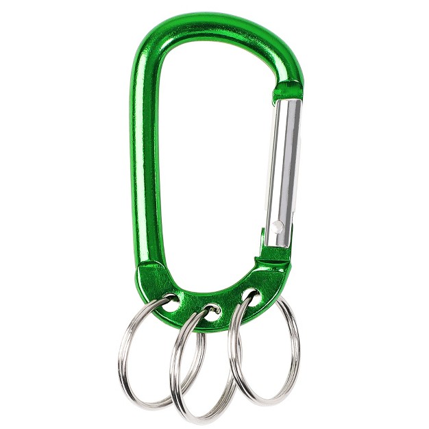 Unique Bargains Aluminum D Ring Carabiner With 3 Key Ring Green 1 Pc